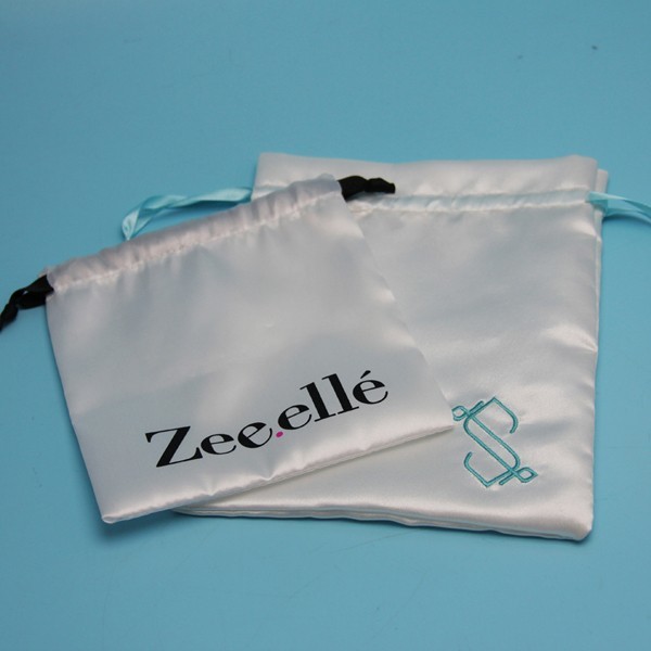 Soft Satin Black Drawstring Pouch for Jewelry soap herbs buttons favor bag