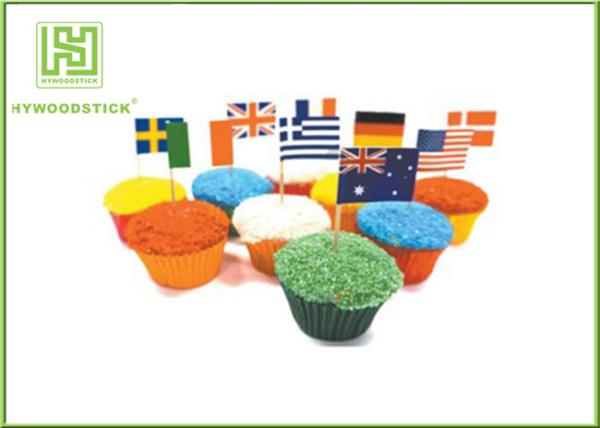 Flag Food Picks Cocktail Accessories , Square Round British / American Flag