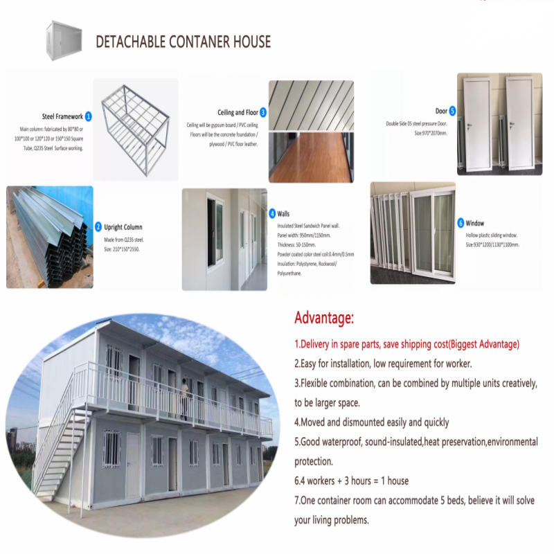 20ft 2 Storey Container House for Luxury Living and Work in Steel Structure Material