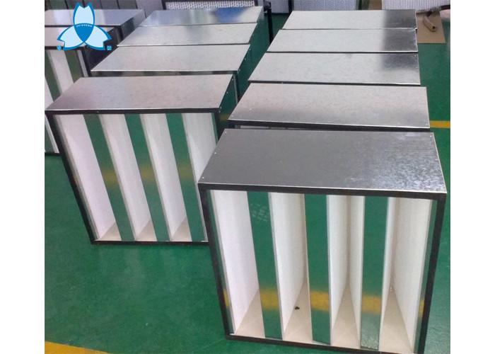 Compressed Hepa V Bank Filter Aluminum / Pastic Material For Air Conditioning System