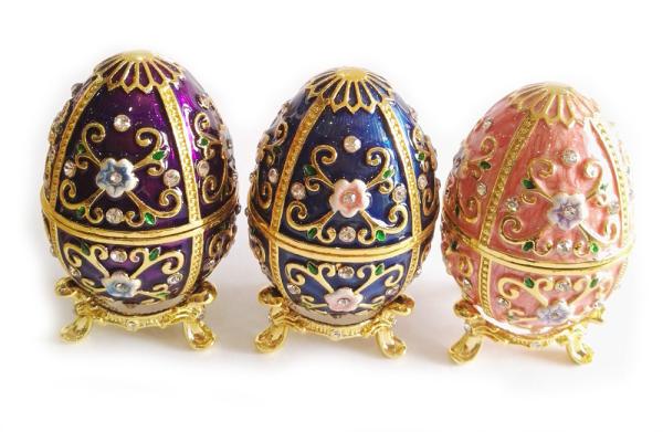 Zinc Alloy Luxury Easter Egg jewelry Box Russian Reticulate Metal Faberge Egg