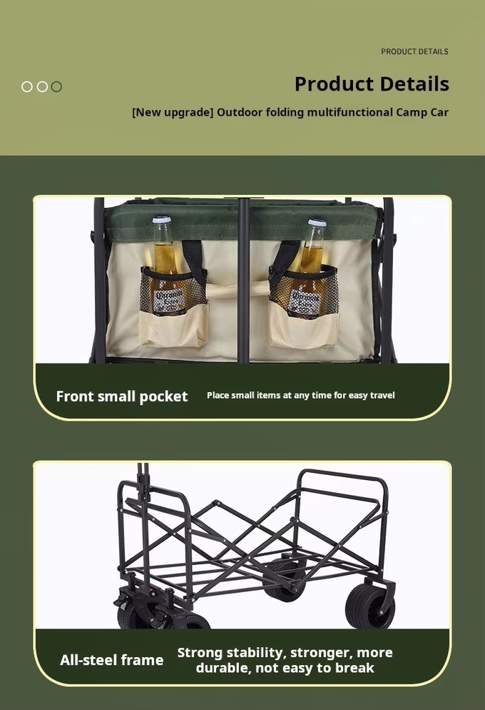Logistics Machines Foldable Camping Cart with Four-Wheel Structure and Tear-Proof Fabric