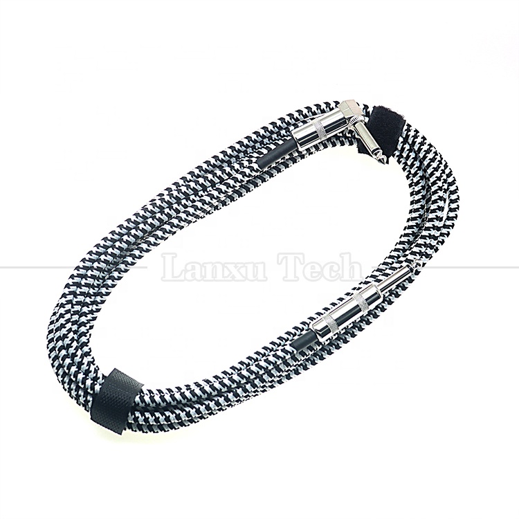3M Right Angle Braided Metal 6.35mm 1/4 TS Jack Audio Electric Guitar Effect Instrument Bass Amp Patch Lead Cable