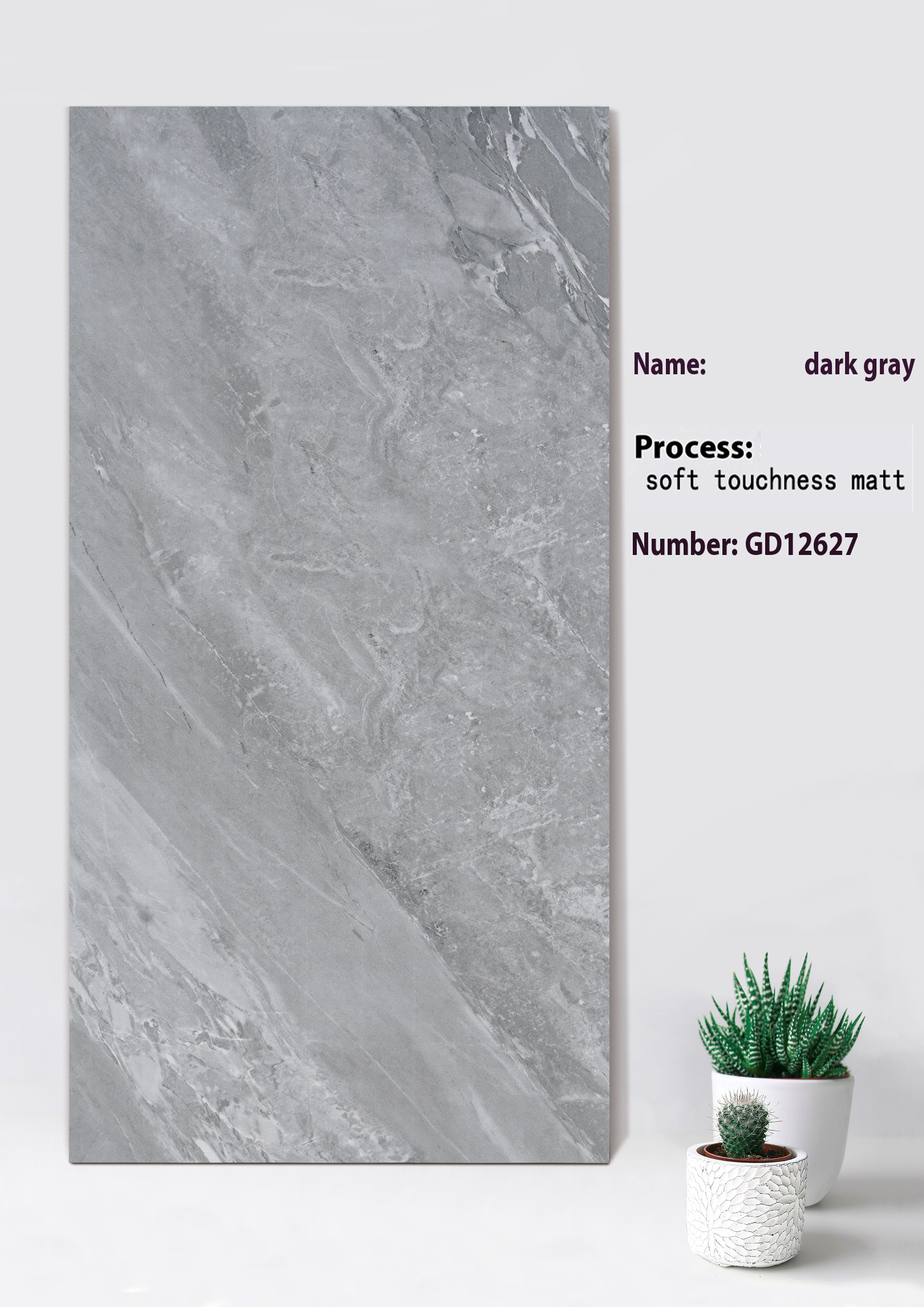 Antibacterial Light Gray Soft Touchness Matt Tile For Shopping Mall 600x1200mm
