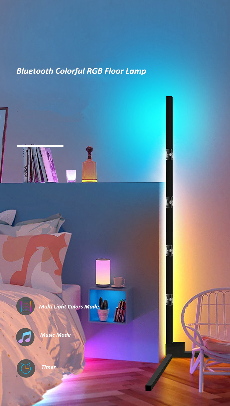 Dropshipping Nordic Modern Decorative Smart APP Remote Control Colorful RGB LED Floor Lamp Tripod Corner Floor Lamp Hom