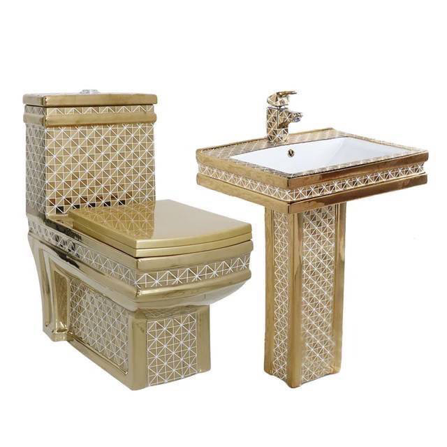 Custom One Piece Toilet Pedestal Ceramic Sanitary Ware Sink for Luxury Hotel Bathroom