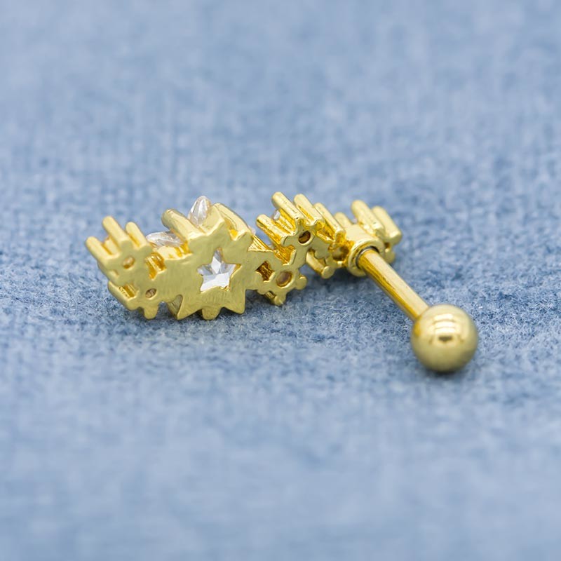 6mm 316 Stainless Steel Ear Piercing 3pcs Gold Studs For Women