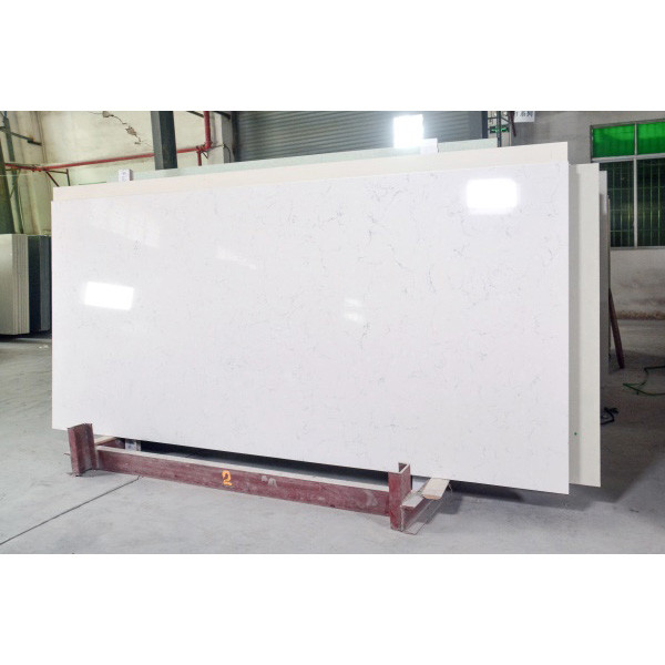 18MM Immaculate Slab Carrara Quartz Stone With Chalky Black Veins