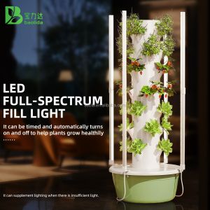Vertical Hydroponic Tower with Full-Spectrum LED Grow Lights Space-Saving Design