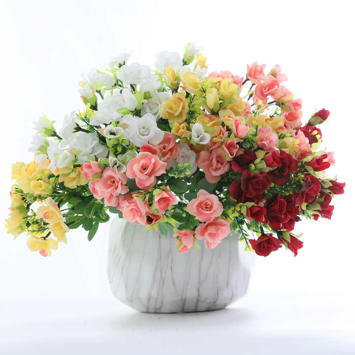 Wholesale Wedding Home Decoration Scene Rose Bouquet Artificial Silk Flowers Bouquet