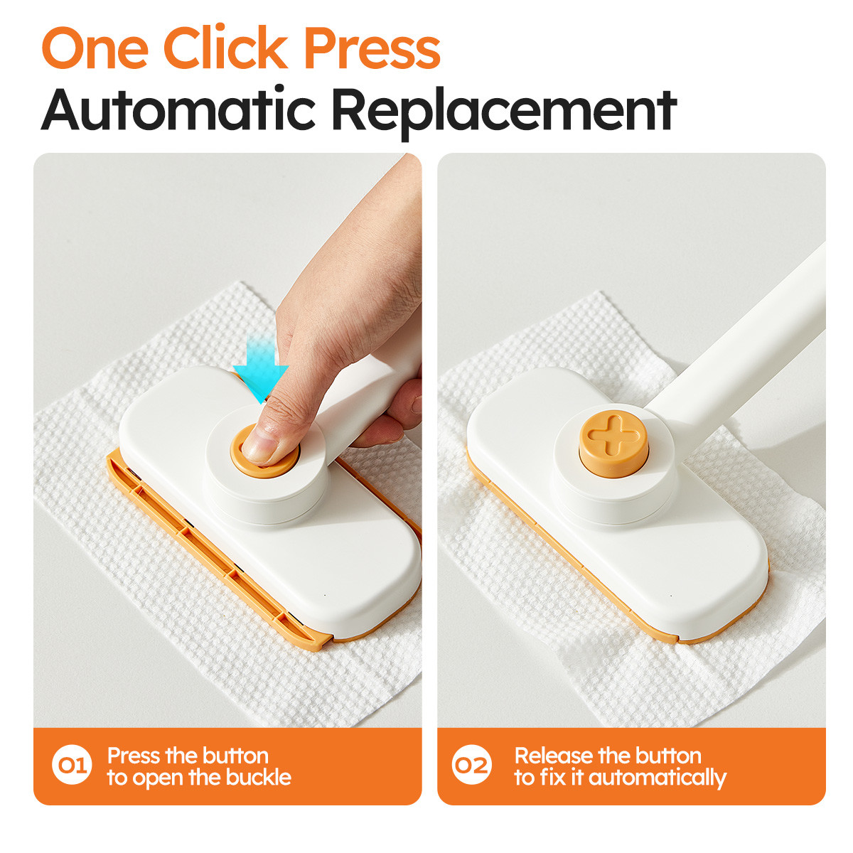 Handhold Rotatable Automatic Mini Mop With Cloth Clipper with Face Towels for Bathroom Kitchen