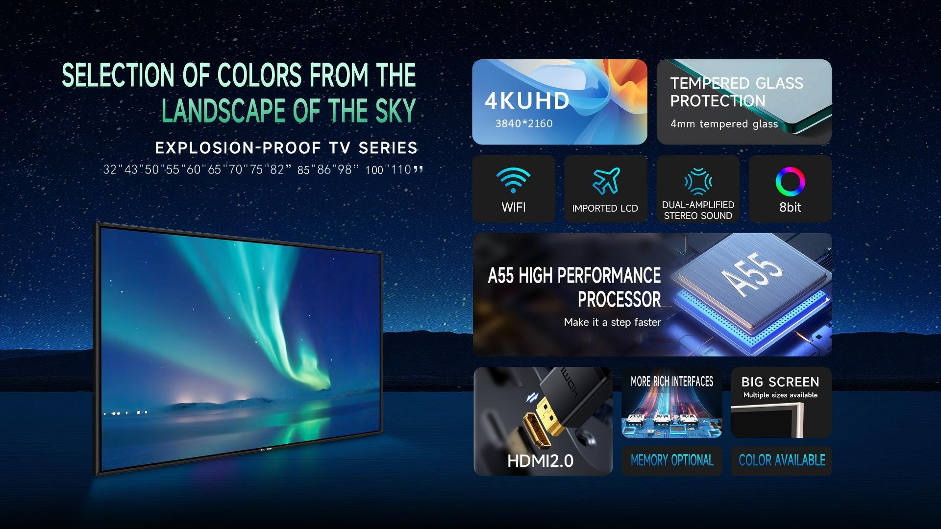 Premium 4K UHD Smart TV - Durable Metal Body, 4mm Tempered Glass Screen, Break-Resistant (OEM/ODM), Unmatched Durability & Stunning Visuals