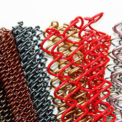 China Woven Mesh Curtain Pattern On Metal Coil Drapery Customized Height Incombustible on sale