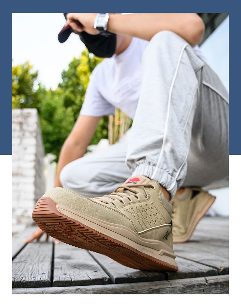 Microfiber Men'S Security Officer Work Boots Plastic Toe Kevlar Mid Sole Anti Smashing Rubber Work Boots