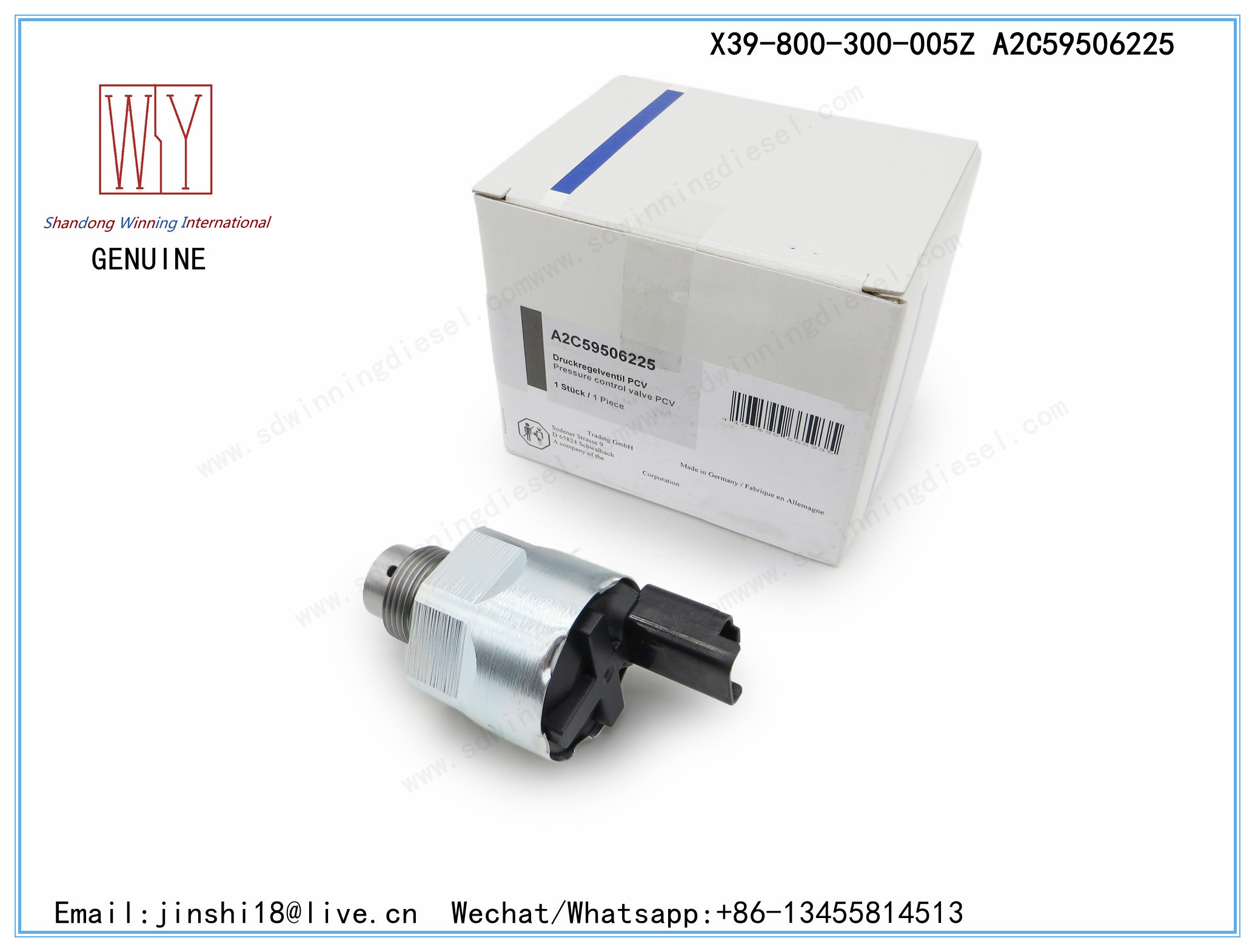 CONTINENTAL GENUINE AND BRAND NEW DIESEL COMMON RAIL FUEL PUMP PRESSURE CONTROL VALVE PCV VCV X39-800-300-005Z, A2C59506