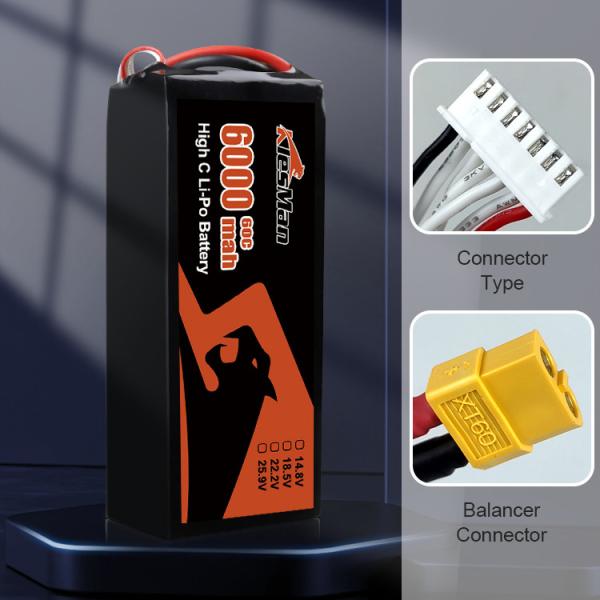 Top Quality Klesman fpv lipo battery 6S 22.2V 50C 6000mAhdrone batteries for 7
