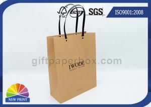  Logo Printed Kraft Paper Bags Plastic Handles Brown Paper Shopping Bags FOR Garment Manufactures
