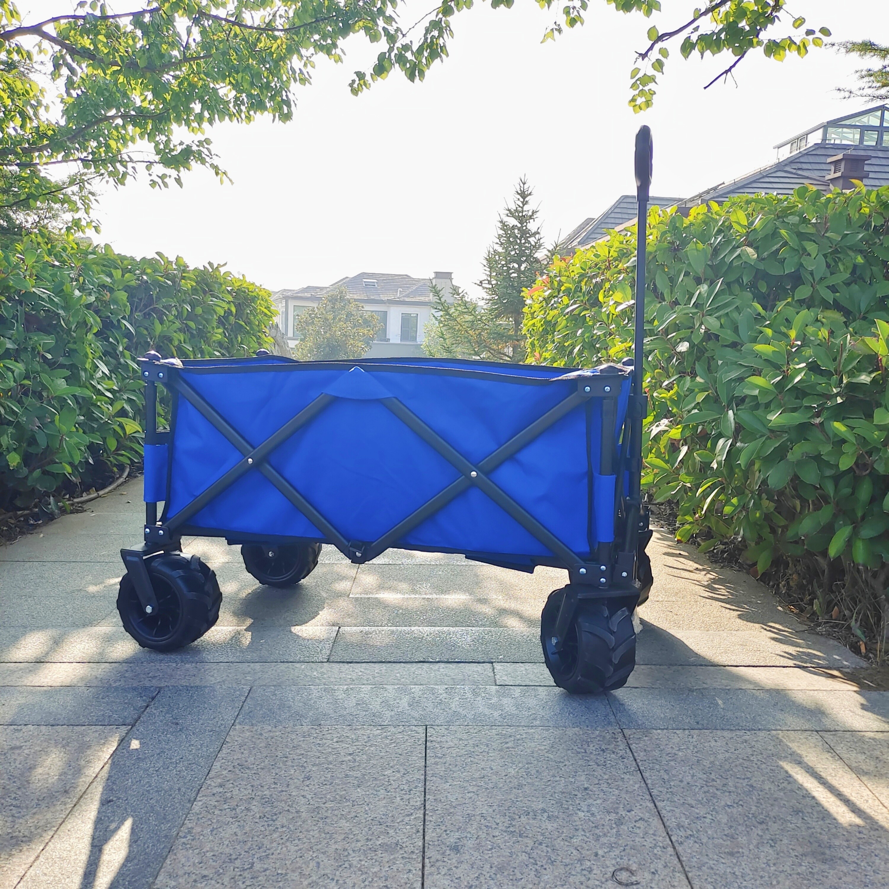 Heavy Duty Camping Wagon Cart Adjustable Handle Folding Hand Trolleys With PU Wheels