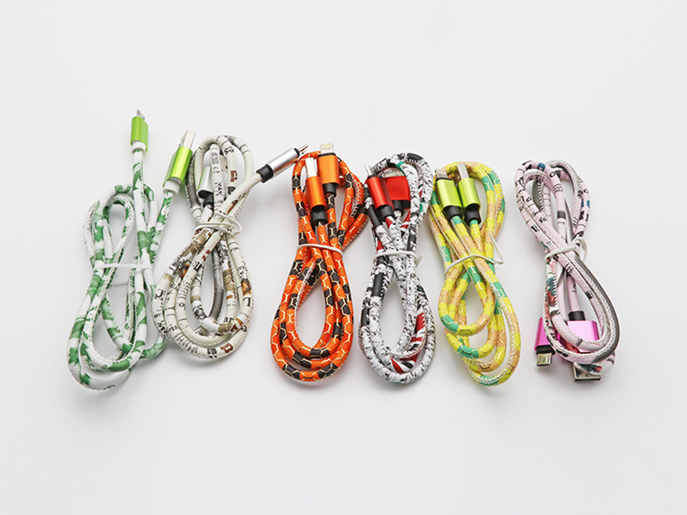 Leather Plait 1M USB Extension Cord For Smartphone Sync Data Charging Red Green