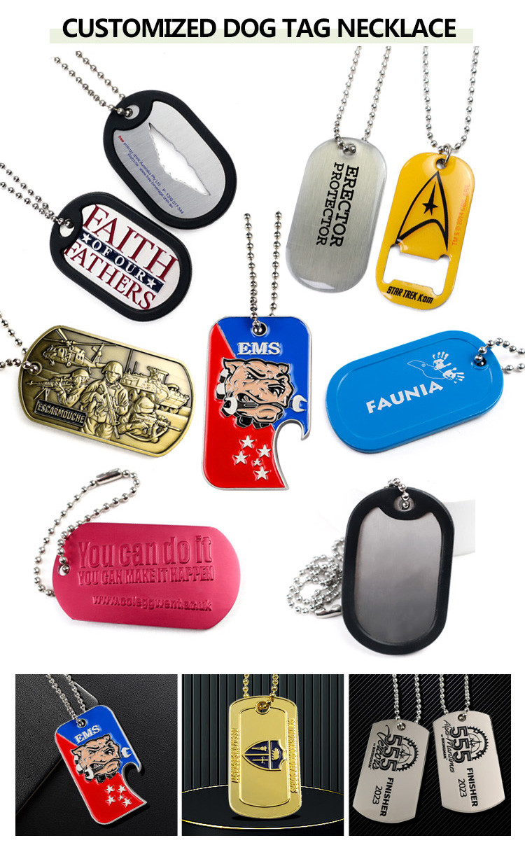 Custom Metal Dog ID Tags Personalised Enamel Print Dog Name Tags