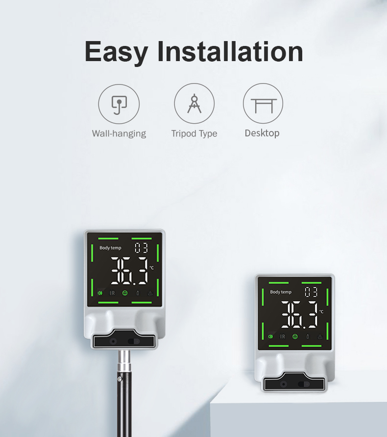 Wall Mounted Human Body Thermometer with Temperature Unit °C/°F and Measuring Time ≤2s