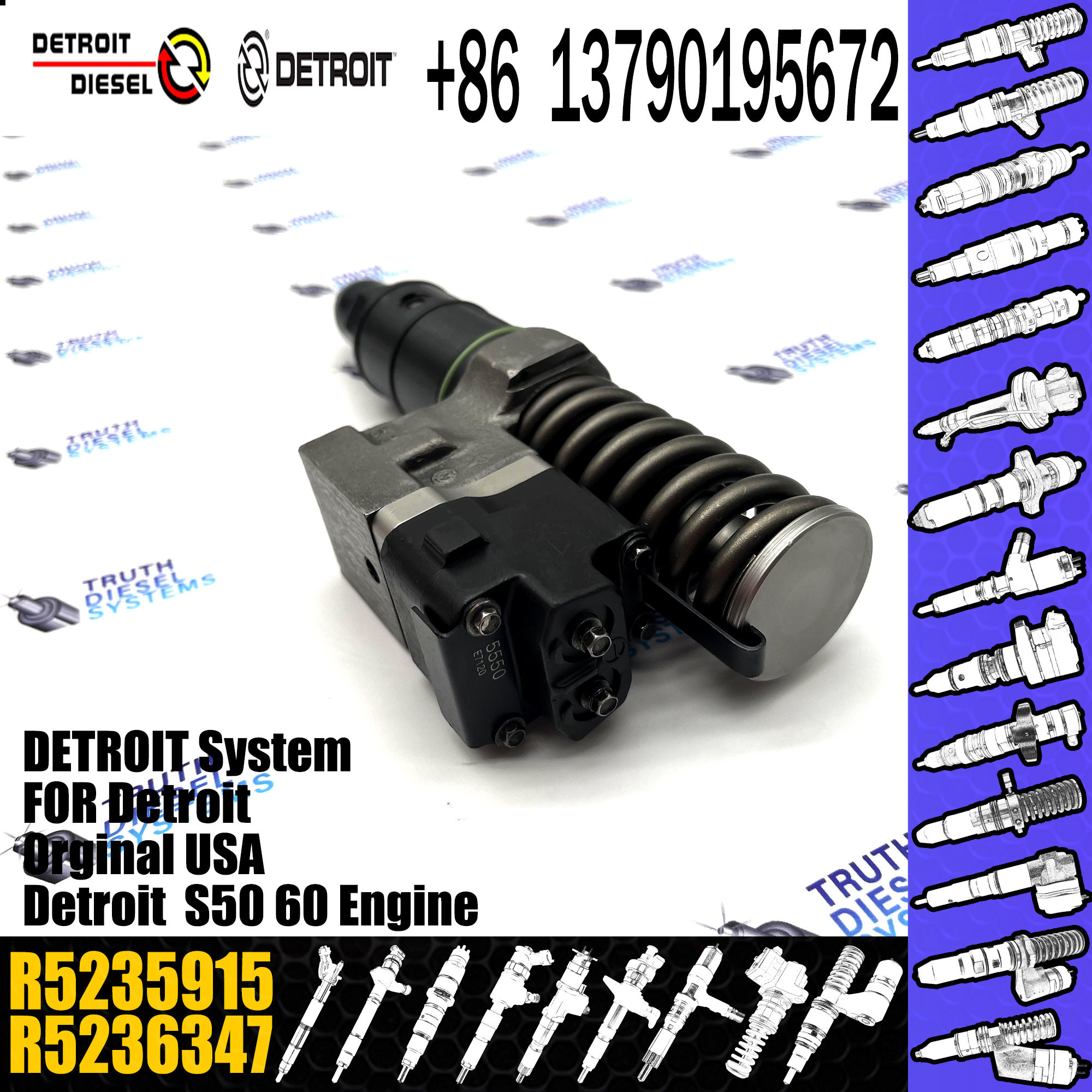 R5235915 Diesel Fuel Injector High Speed Steel With Detroit S60 Engine