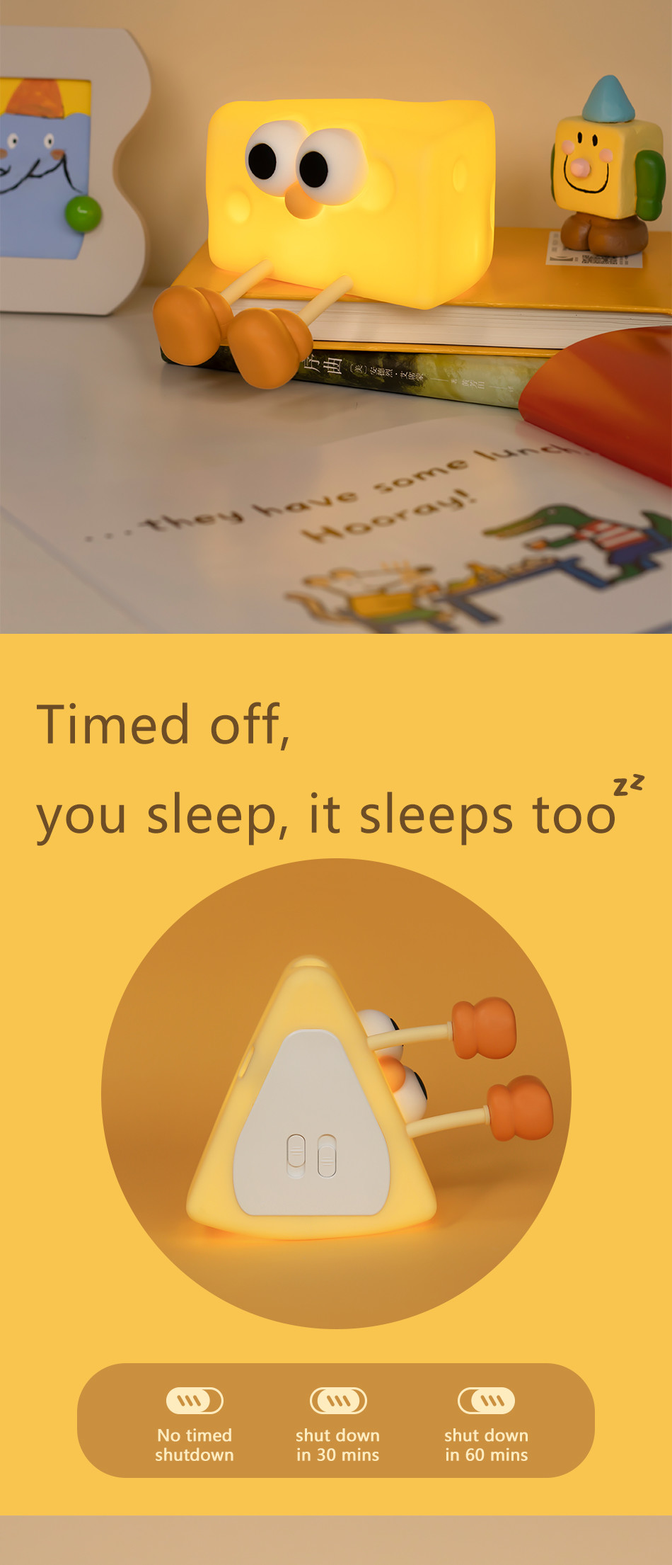 China Factory Modern Design USB Rechargeable Silicone Baby Night Light Lamp Smart Home Lighting With A Cheese DesignFor Girls Bedroom
