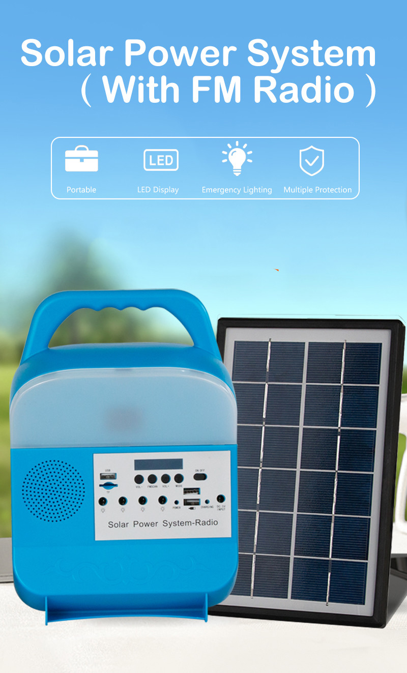 IP65 ABS Household Solar Portable Lighting Lithium Battery 5V Audio Charging