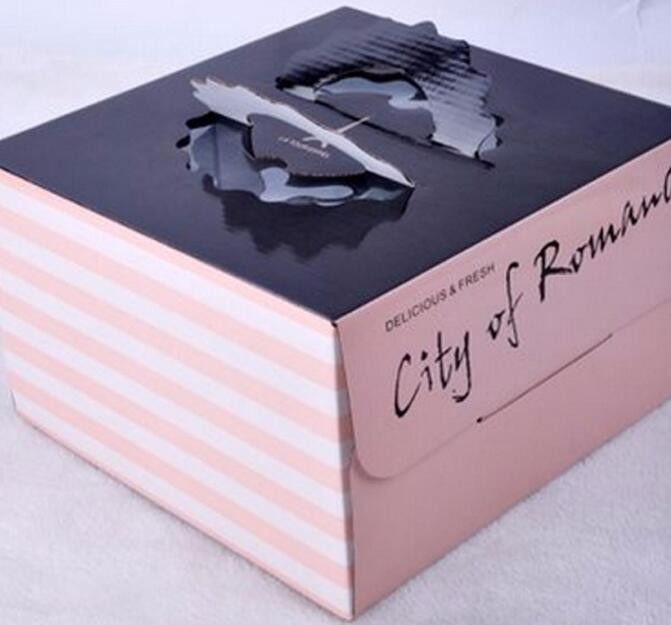 Wholesale custom Paper Cookies packing Cake Box with PVC window,Wholesale Plastic Square Birthday Wedding Packaging Clea