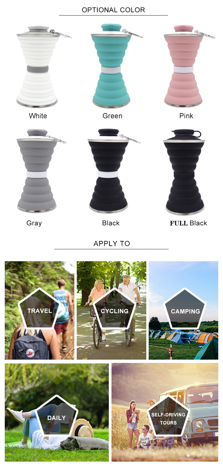 LFGB Standard BPA Free Collapsible Silicone Water Bottle