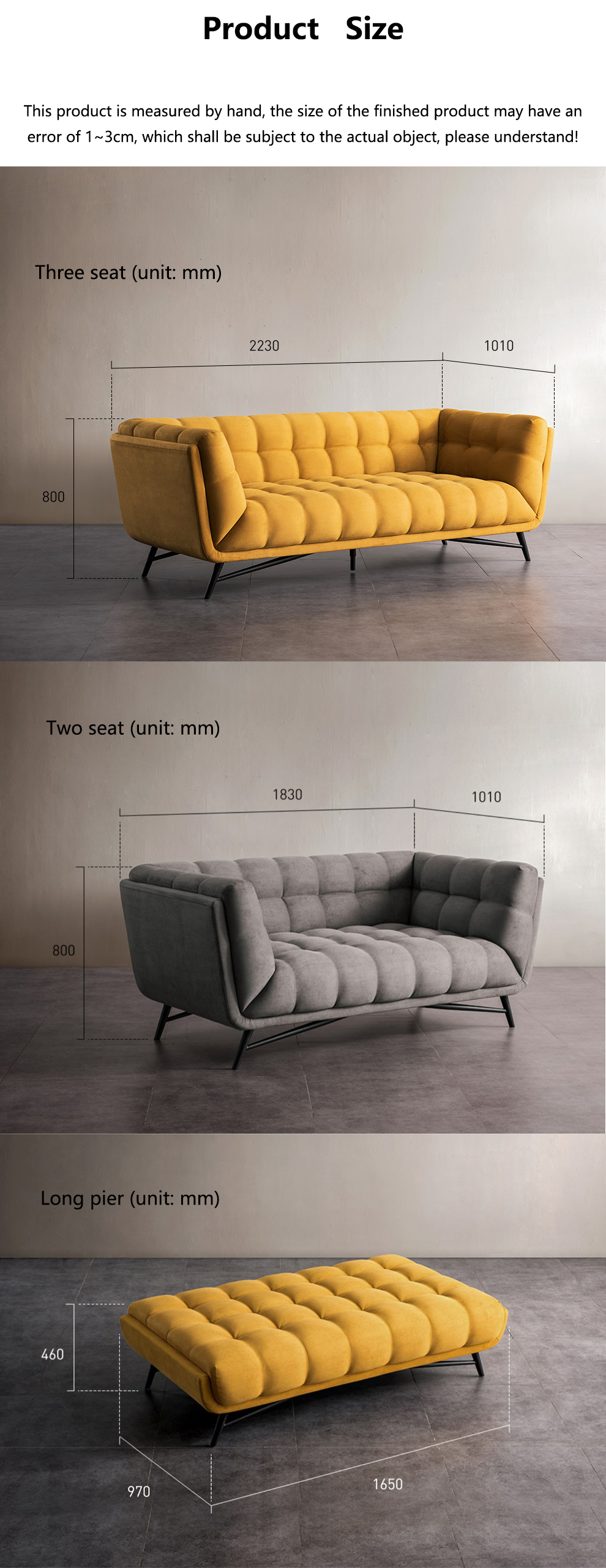Tufted Sectional Loveseat Sleeper Sofa Bed Pull Out Yellow Velvet