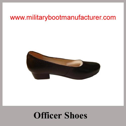 Wholesale China Made Black Full Grain Leather Lady Officer Shoes with Leather