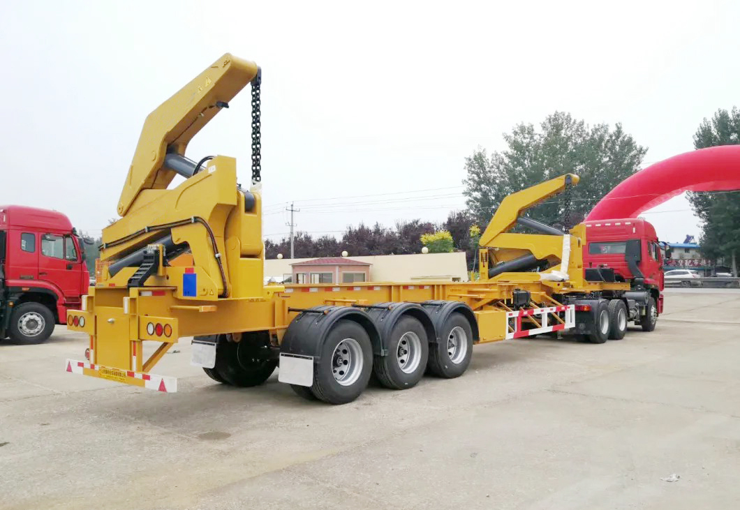 37tons 40ft Container Self Side Loader Side Lifting Container Semi Trailer with Hydraulic Crane