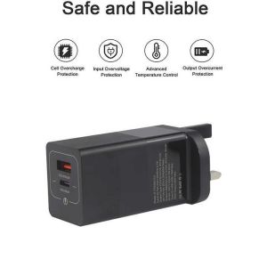 65W US Plug Dual-Port USB Charger with USB-C and USB-A