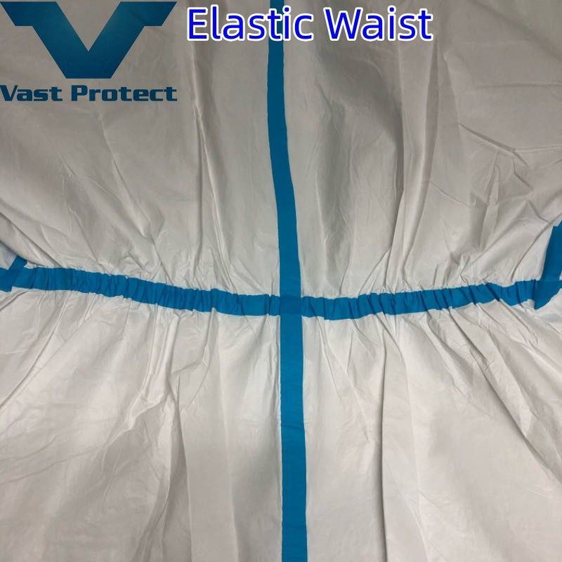 White Breathable Anti-Static Disposable Microporous Coverall with Sealed Seam