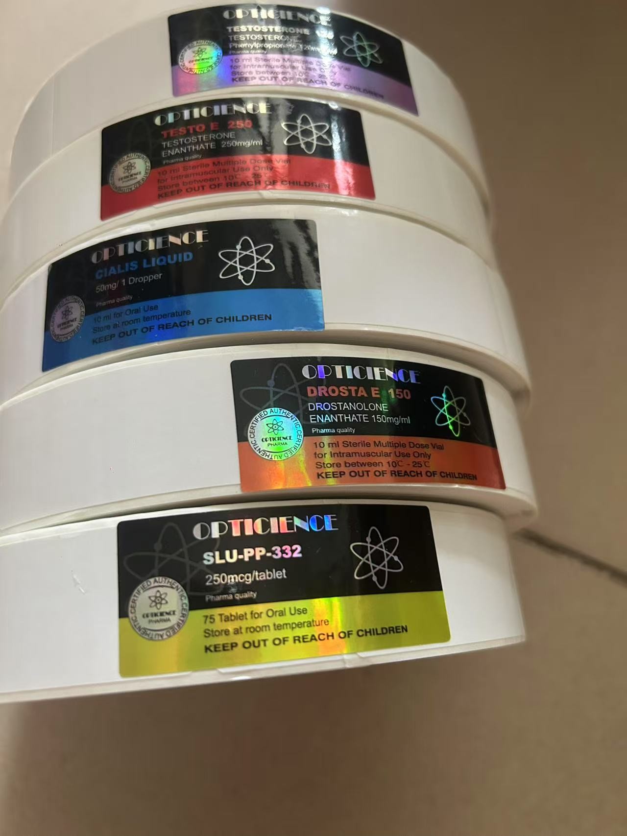 SLU-PP-332 250MCG Tablet Labels Hologram Materail Printing Waterproof In Roll