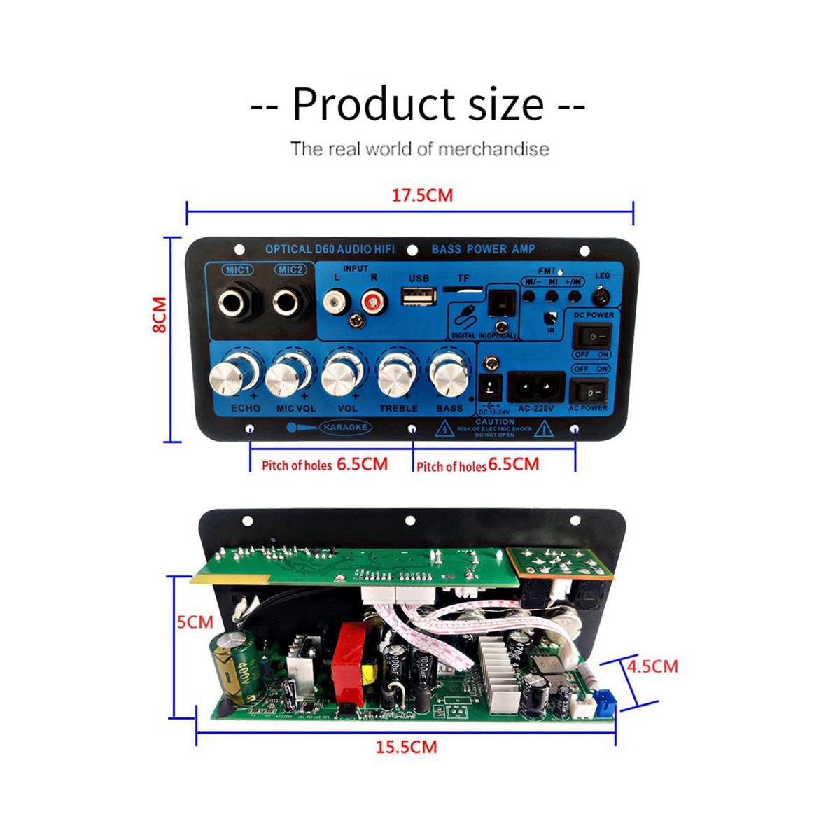 D60 50W Subwoofer Amplifier Board Bluetooth Audio Amplifier with Optical Audio 12V24V220V