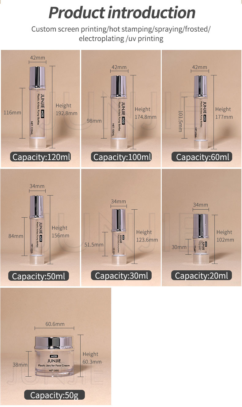 Round Shape Airless Cosmetic Pump Bottle 20ml 30ml 50ml 100ml Plastic Luxury Lotion Bottle