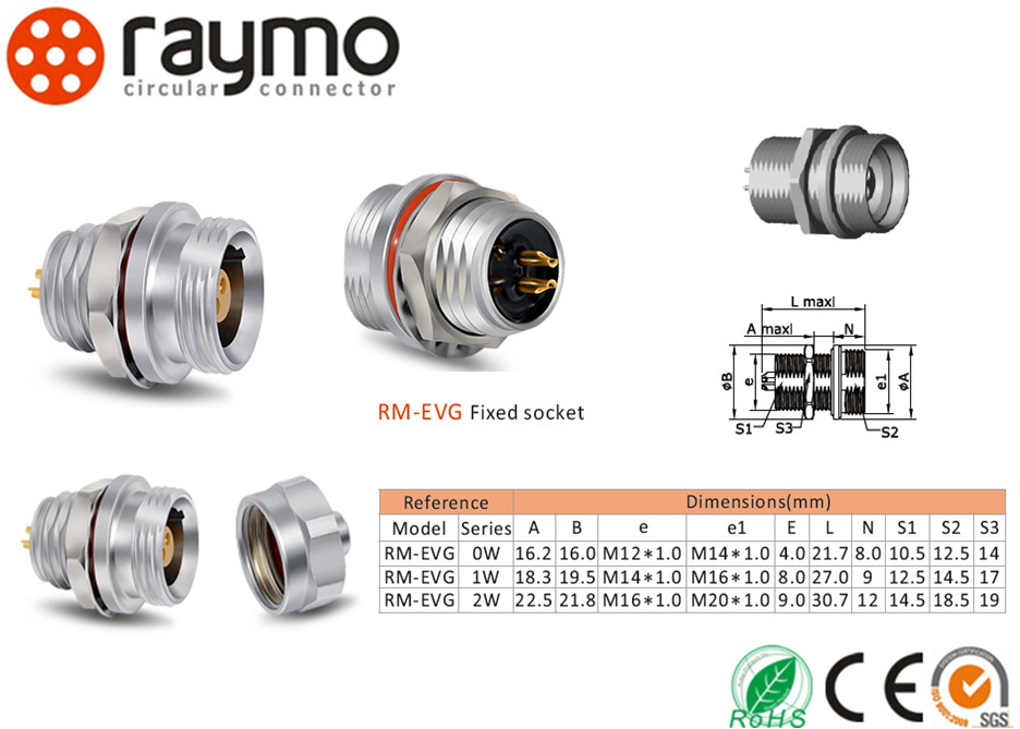 Multipole Type Waterproof Power Connector , Waterproof Cable Connector FVG 1W 6pins