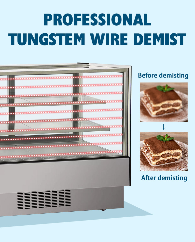Floor Type Curved Glass Cake Display R600a Counter Pastry Display Chiller