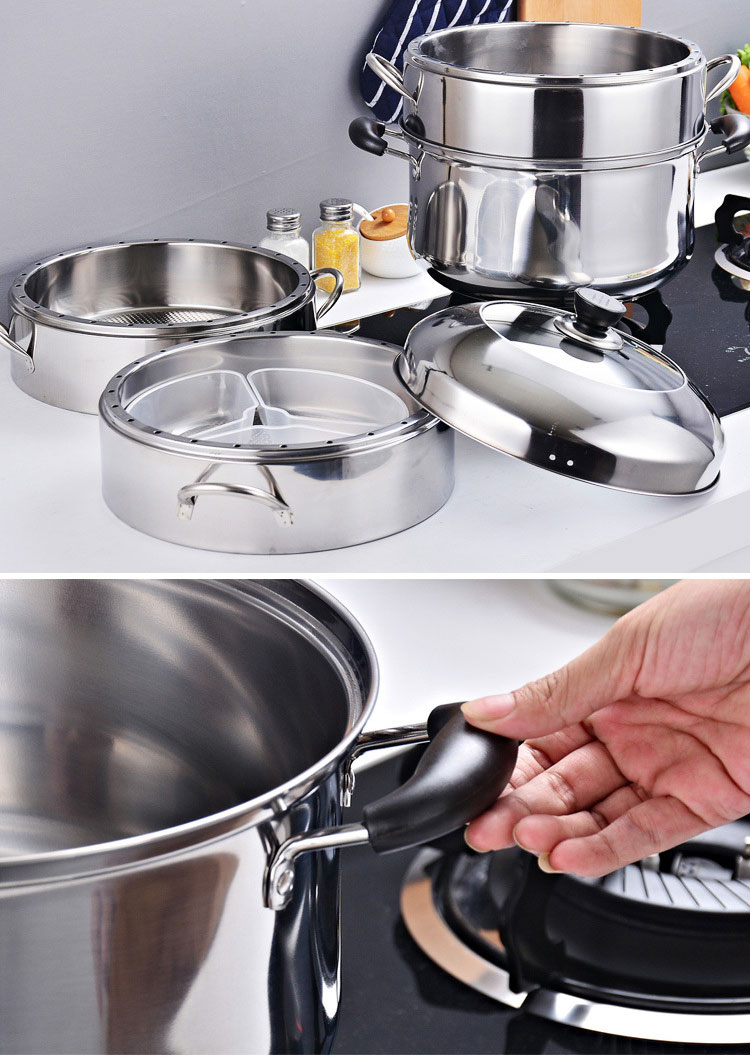 Commercial Cookware Multilayer Stainless Steel Steamer Pot Large Capacity Cooking Pot With SS Lid