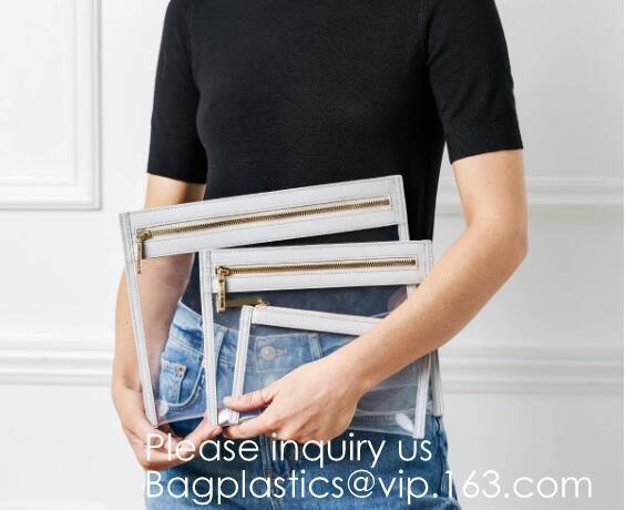 Promotional factory price portable Zip lockk clear holographic PVC cosmetic bag