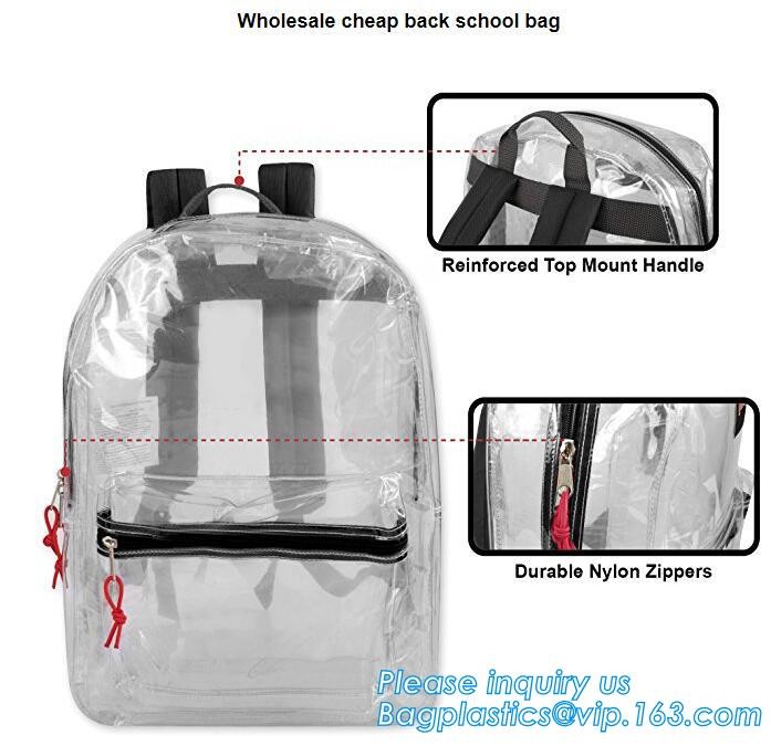 High School Pvc Backpack Bag In Bag In America With Cosmetic Bag, Clear pvc backpack, clear plastic bags, clear backpack