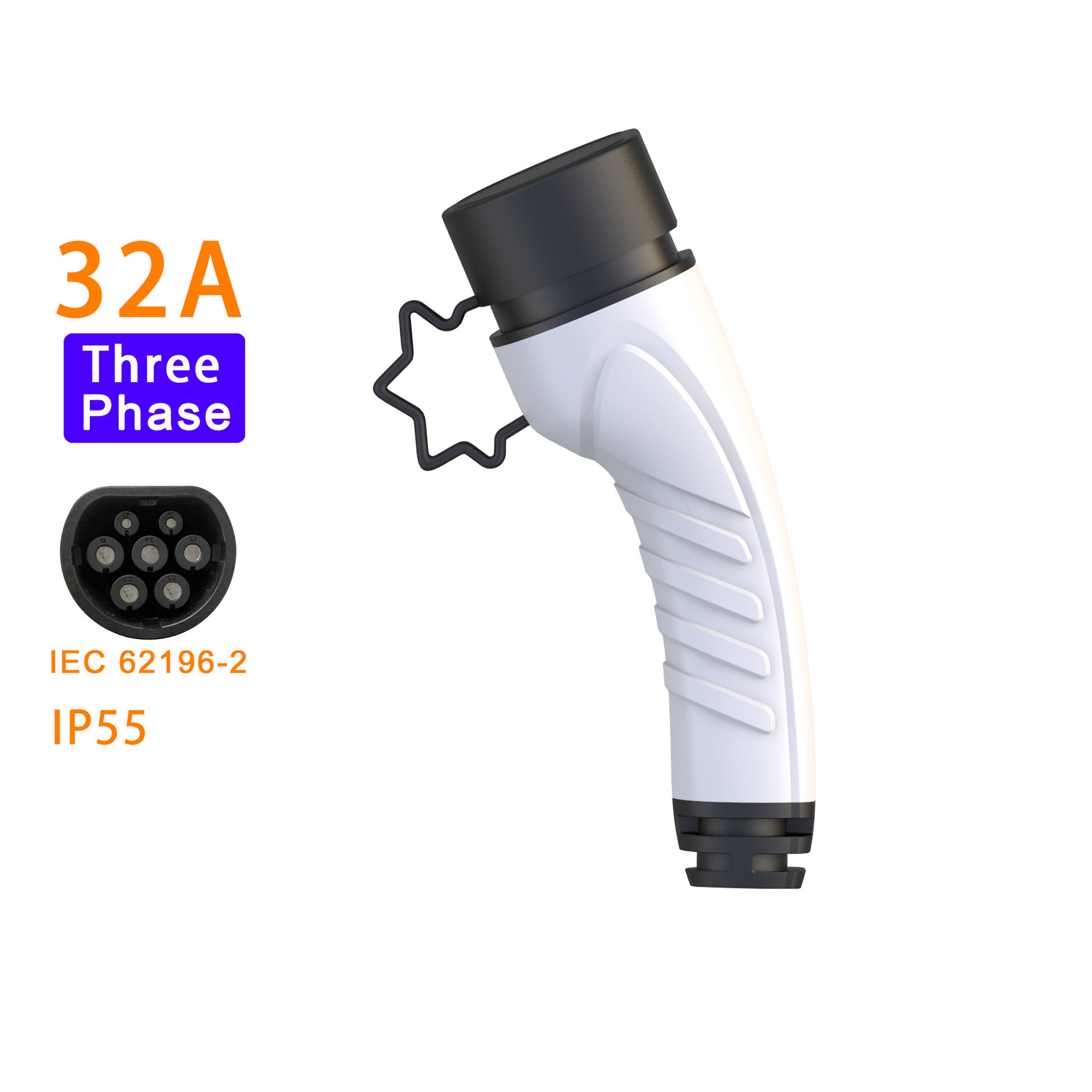 OEM / ODM EV Charging Cable 32A Three Phase 22KW AC Electric Vehicle