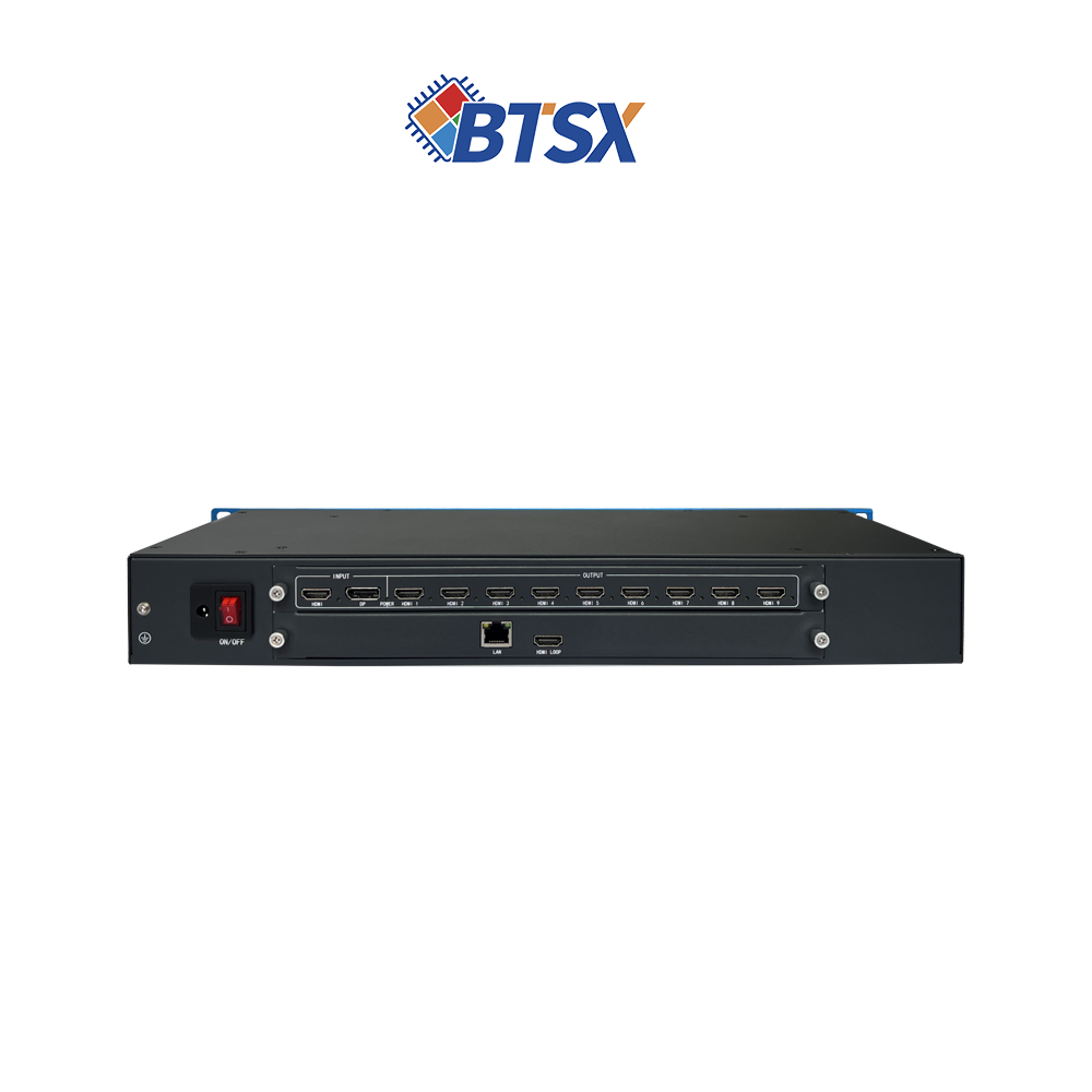 Professional 4K60 Decoder Video Wall Processor with 9 HDMI Outputs and 64x D1