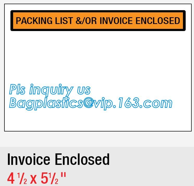 PP film 178*140mm invoice enclosed packing list envelopes, DHL Shipping pockets for waybill, A4 size plastic packing lis