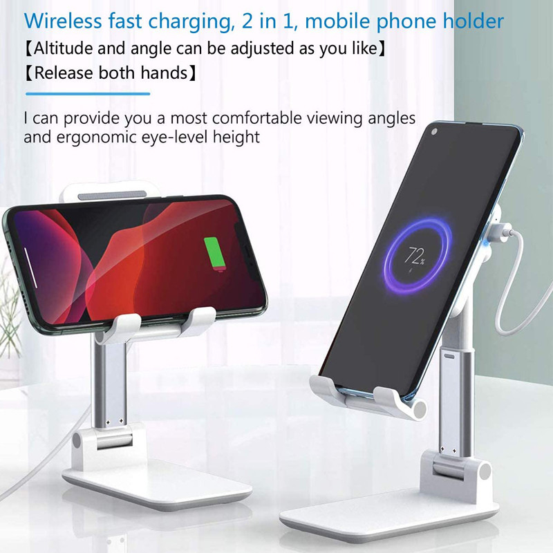 2 in 1 Wireless Charger Stand Angle Height Adjustable Dual 10W