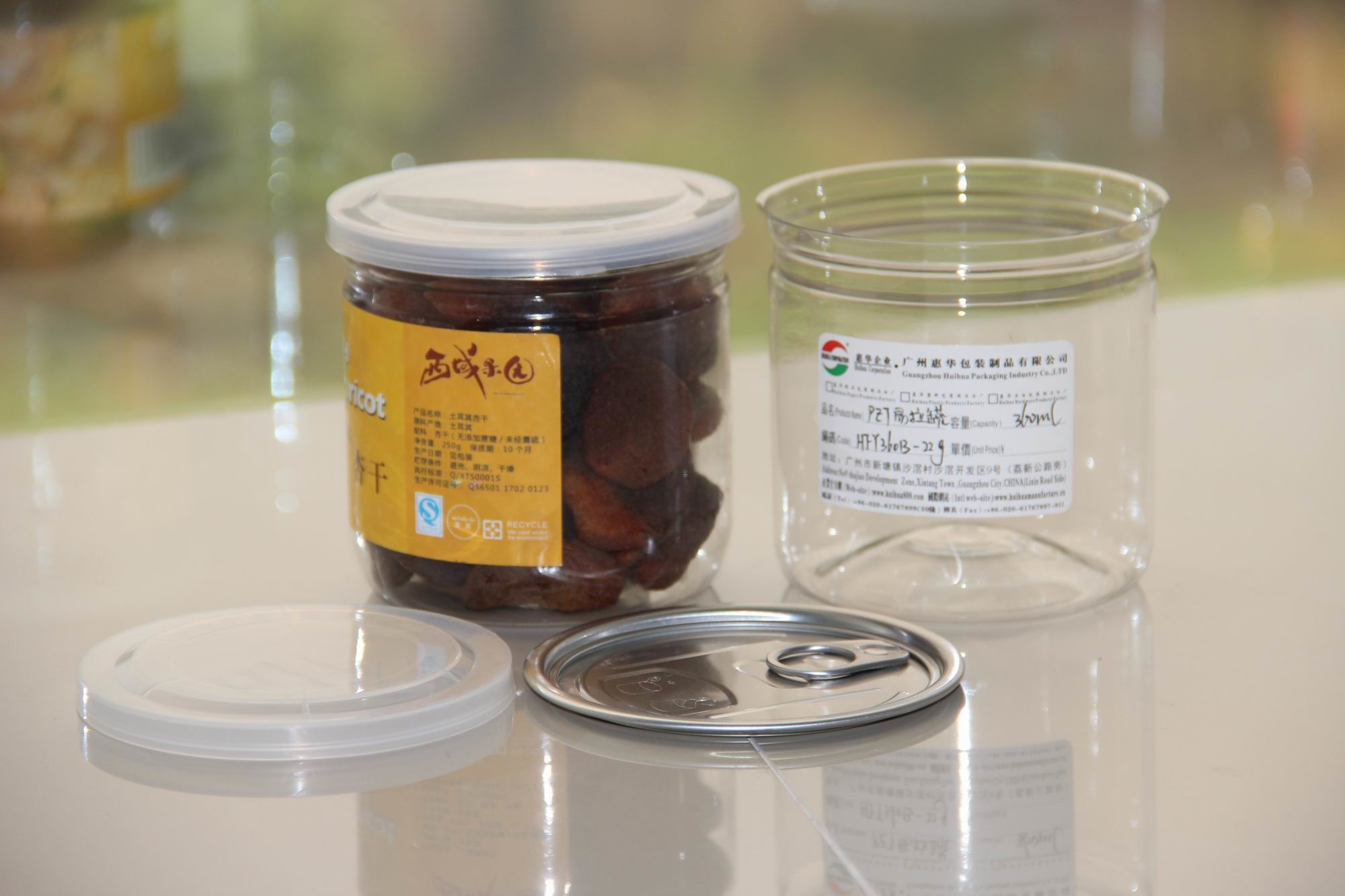 Customized Clear Plastic Cylinder Easy Open End PET Can For Dried Food / Beverage Airtight