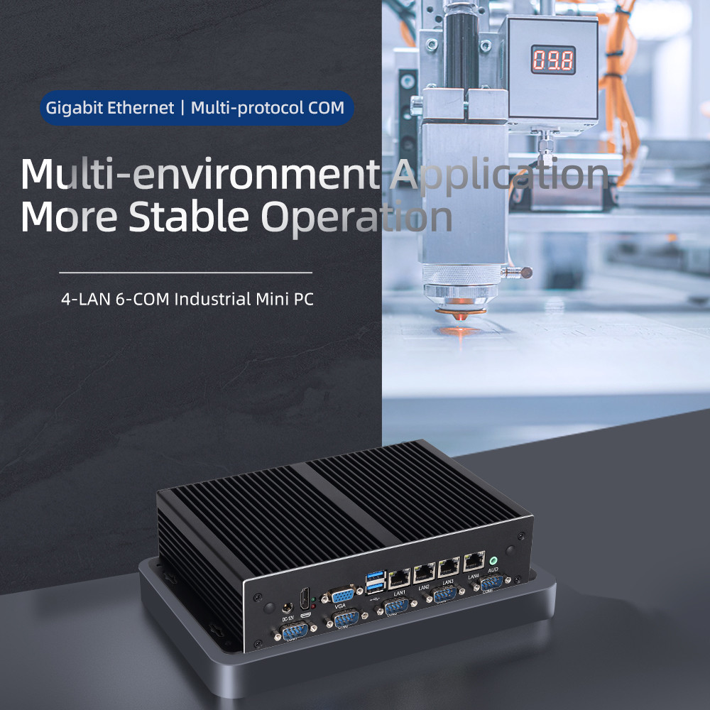Intel Series Fanless Industrial Mini Computer 4 Gigabit Ethernet LAN 6COM