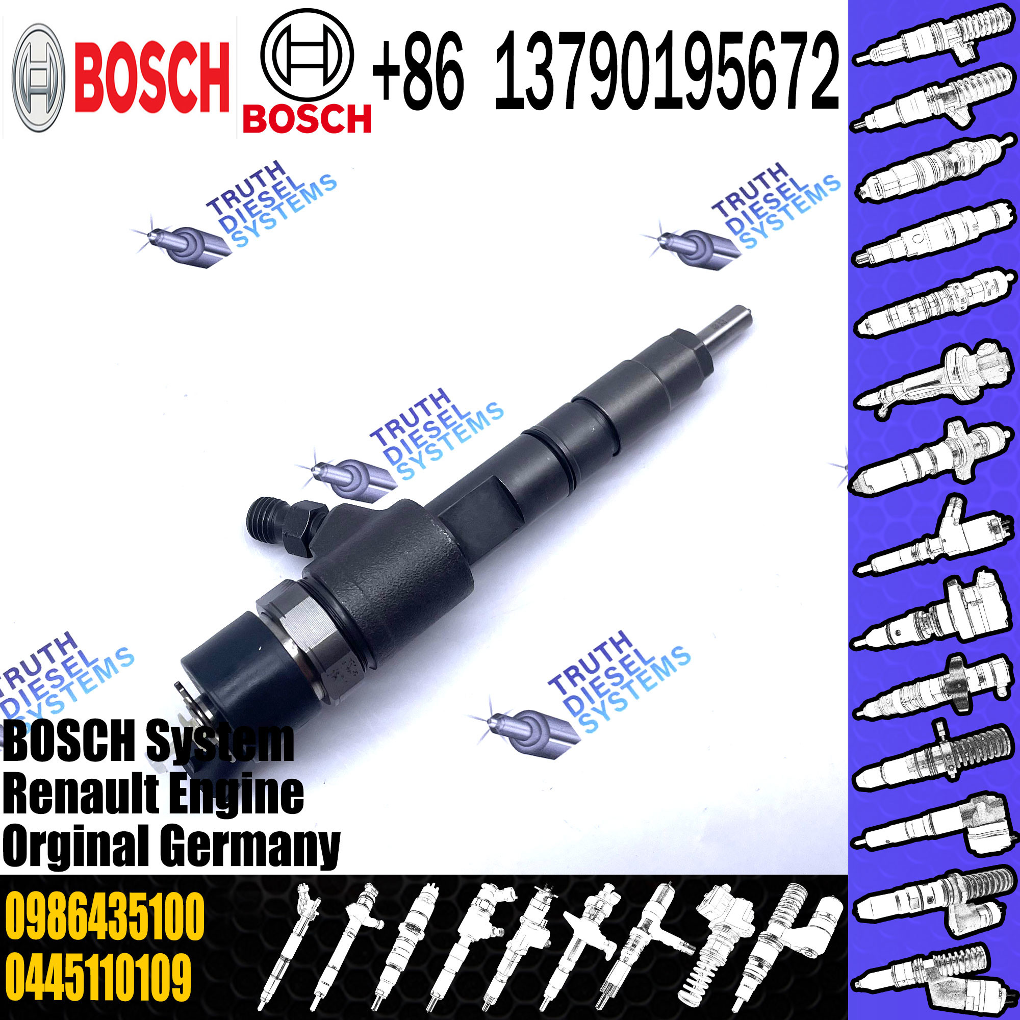 0986435100 Diesel Engine Injector 8200100696 0445110109